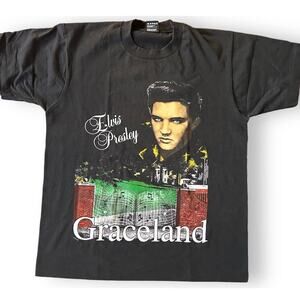 Vintage Single Stitch Black Graceland Elvis Presley Memphis T Shirt